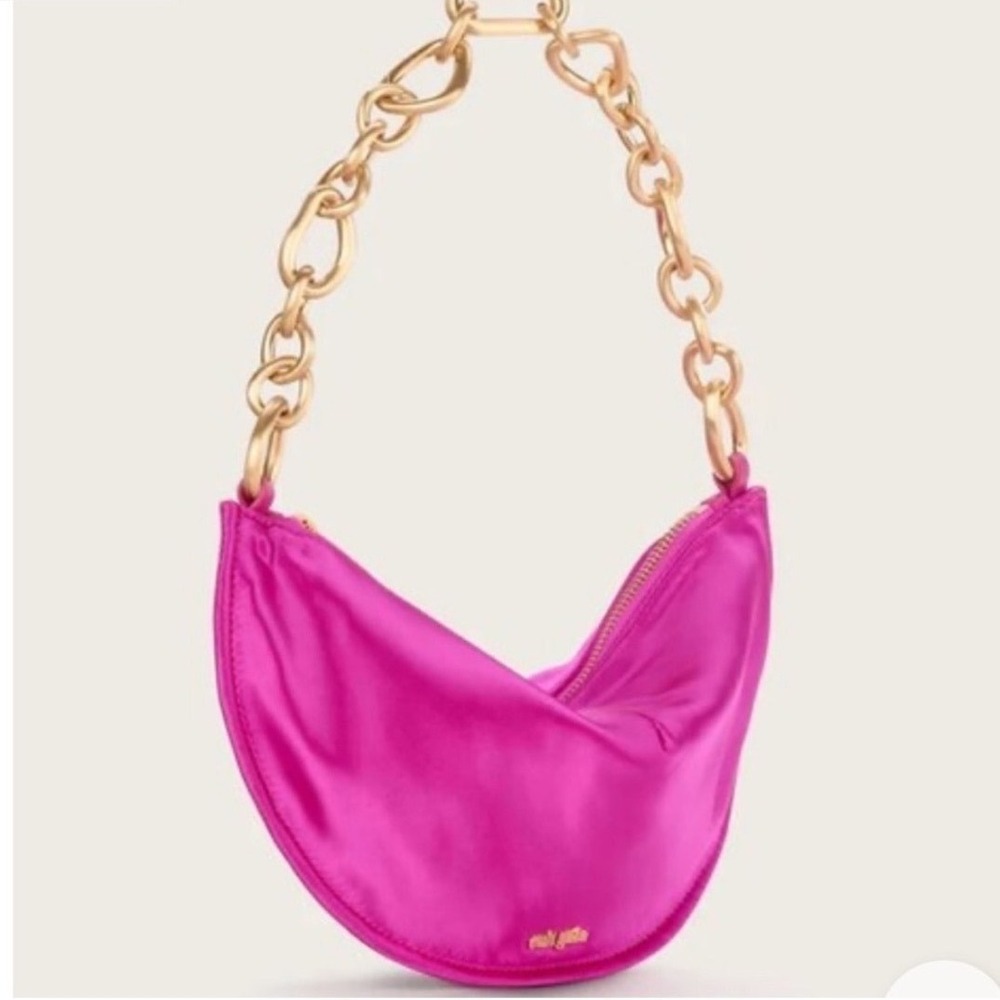 Cult Gaia Estrella Mini Anemone Pink Satin Gold Chain Shoulder Bag Chic Glam Y2K